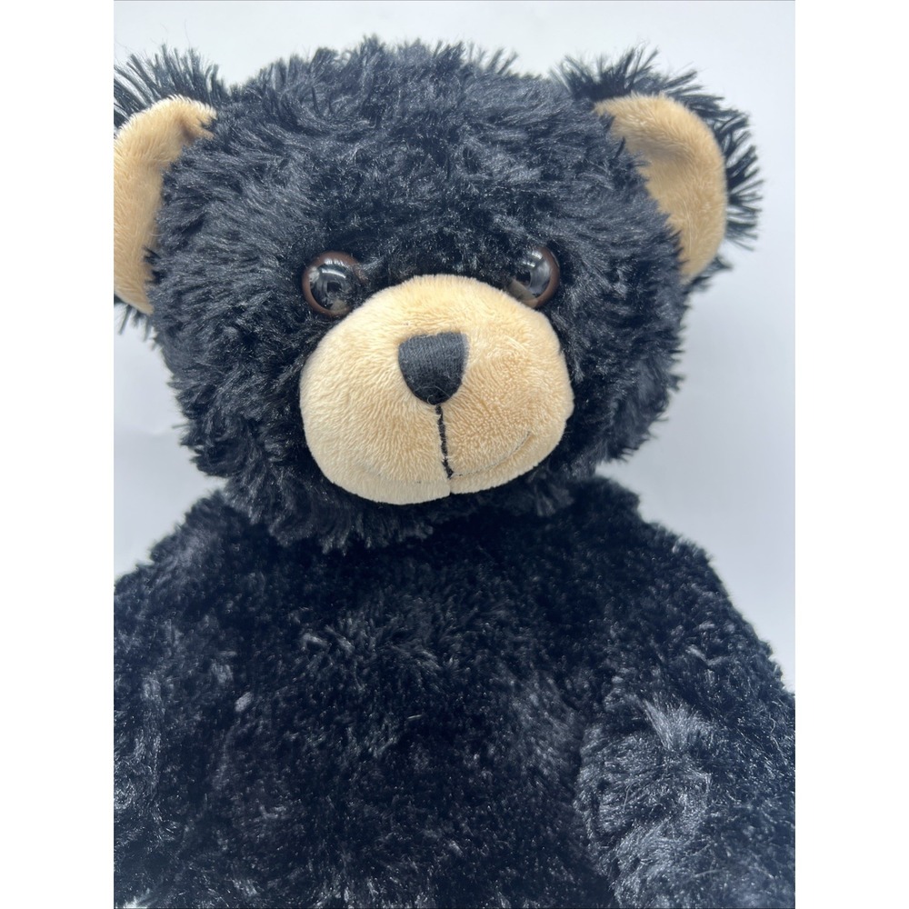 Plush Build A Bear Teddy Bear Black Fur - Smile Tan‎ Ears Feet And Snout 17" - Picture 12 of 12